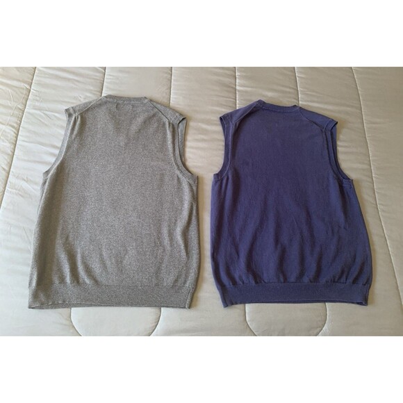 Club Room Mens Sweater Vests 1 Blue 1 Gray Size Medium V-Neck Pullover Lot of 2 - Picture 2 of 12